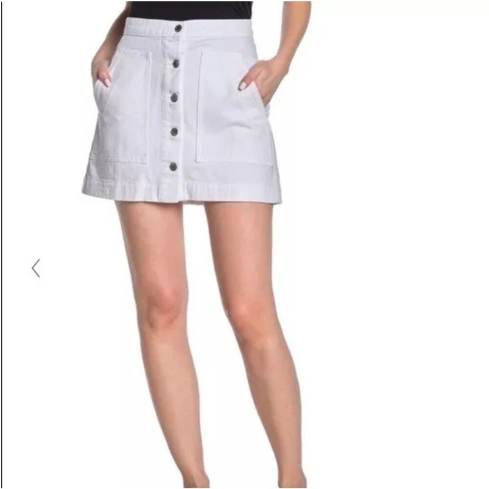 Veronica Beard Getty Cargo Mini Skirt Button Front Denim Size 4 White NWT - Picture 11 of 11